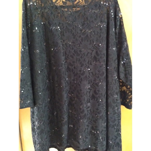 Womans Plus YOURS Black Lace & Sequines Party Holiday Lined Top Blouse sz 30/32 - Picture 7 of 10